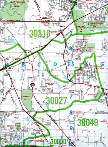 1984 map showing Interstate 675 under construction outside Atlanta, GA.