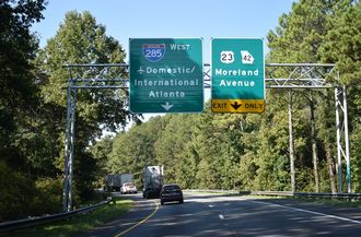 The ramp to I-285 west provides access to U.S. 23/SR 42