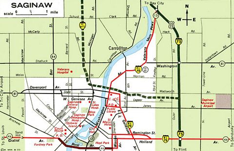 1970 map of Saginaw, Michigan