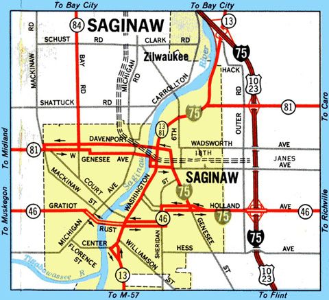 1970 map of Saginaw, Michigan
