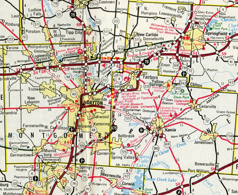 1979 road map of the Dayton area in southwestern Ohio