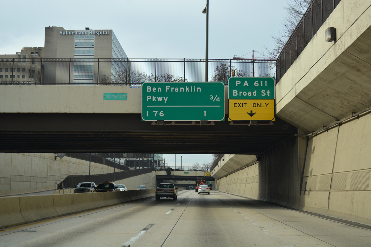 I-676/US 30 west at PA 611 - Philadelphia