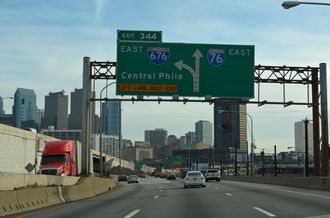 I-76/U.S. 30 East at Interstate 676 in Philadelphia, Pennsylvania