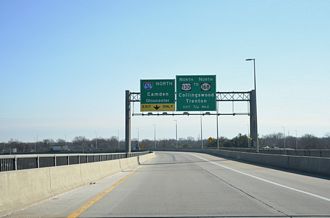 The I-76 Connector links I-76 east with I-676 north, US 130 and Route 168