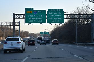 I-676 one quarter mile ahead of I-76 west to Philadelphia, PA