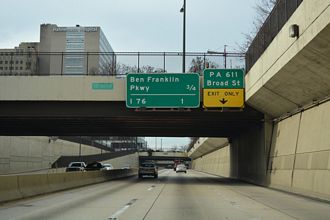 I-676/US 30 west at PA 611 - Philadelphia
