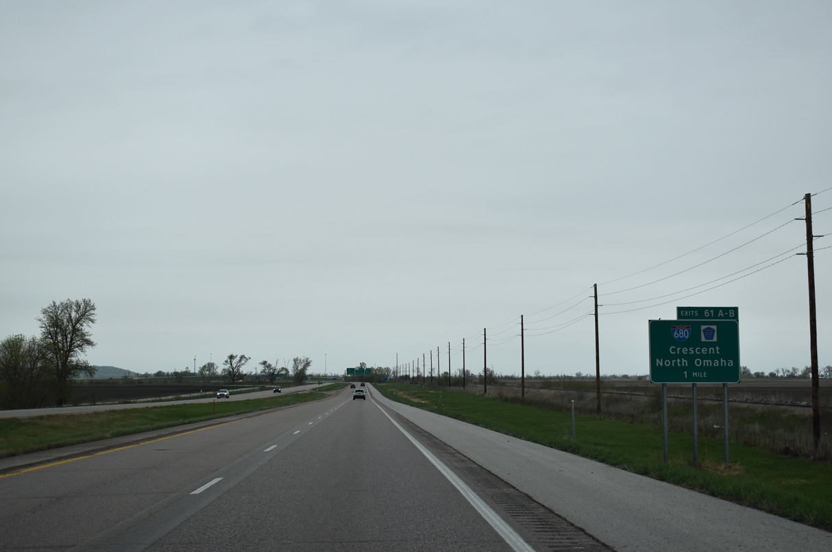 I-29 north at I-680/CR G37 - Crescent, IA