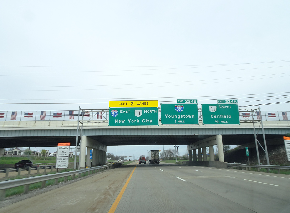 I-80 east at I-680/SR 11 - Austintown, OH