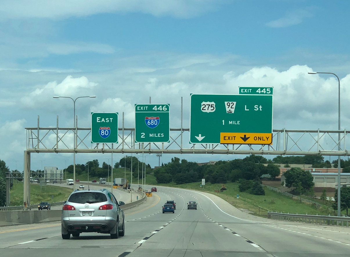 I-80 east at I-680/US 275/N-92 - Omaha, NE