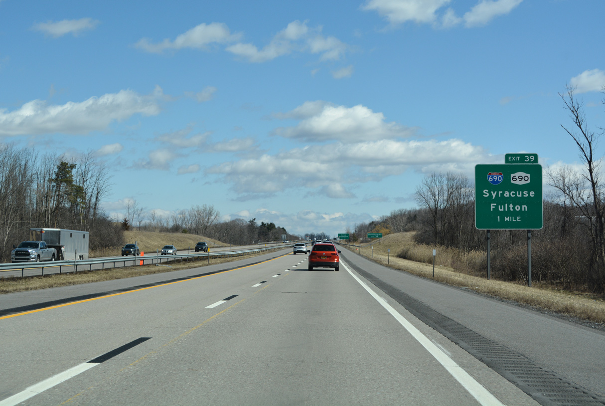 I-90/NYS Thruway east one mile from I-690/NY 690.