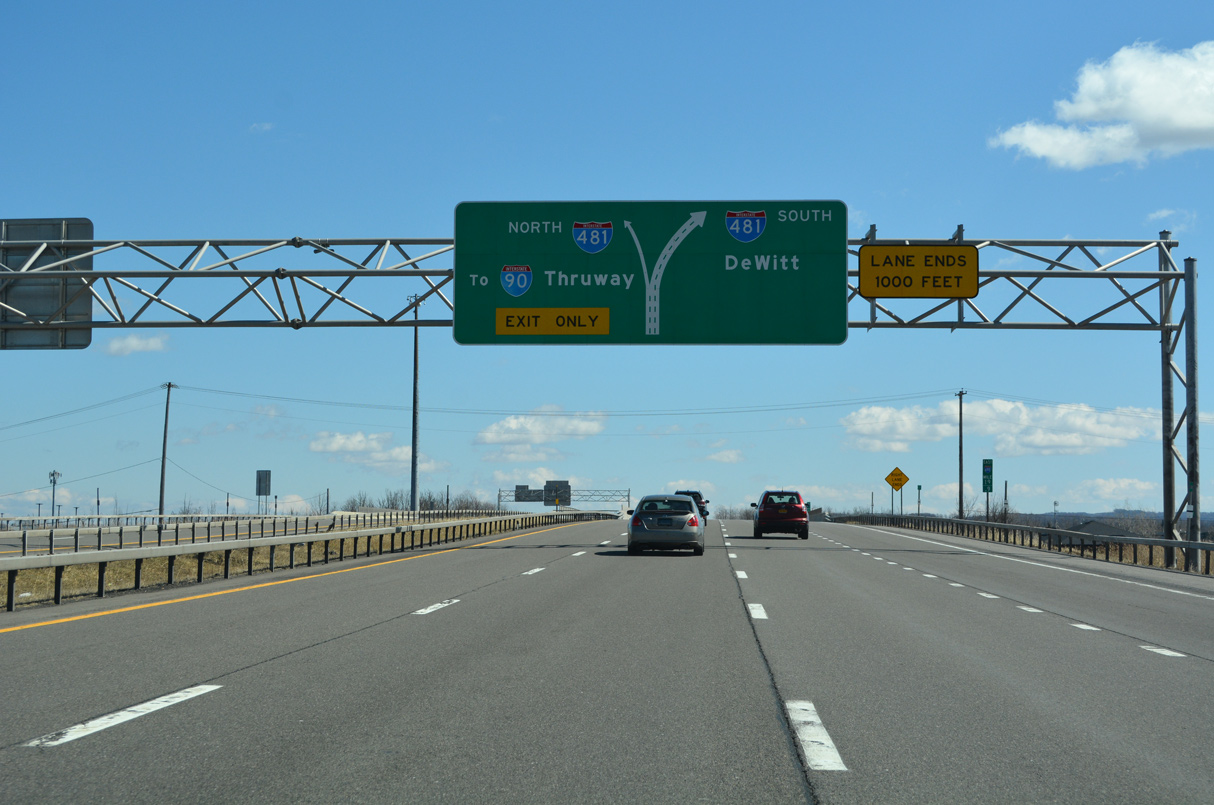 I-690 east ahead of I-481 in East Syracuse, NY.
