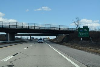 I-90/NYS Thruway east at I-690/NY 690 in the town of Van Buren.