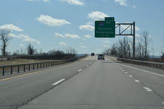 I-481 south ahead of I-690 in East Syracuse, NY.