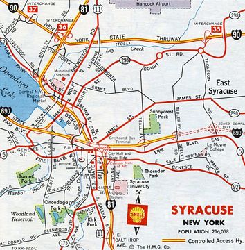 1970 Gousha Map of Syracuse, NY
