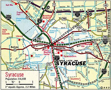 1966 map of Syracuse, NY