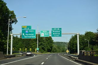 I-691 east at I-91 - Meriden, CT