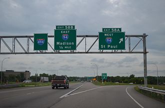 Interstate 694 South at I-94/494 in Oakdale, Minnesota