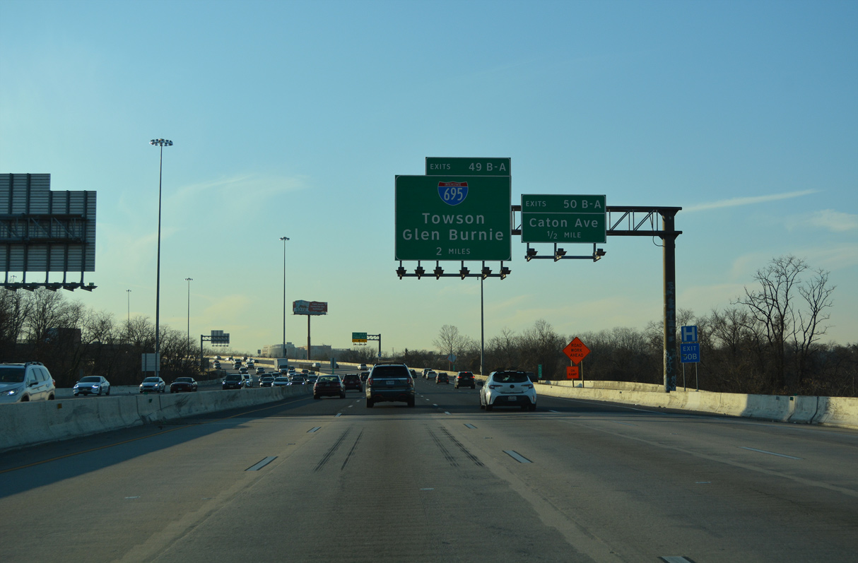 I-95 south two miles from I-695 in Baltimore, Maryland.