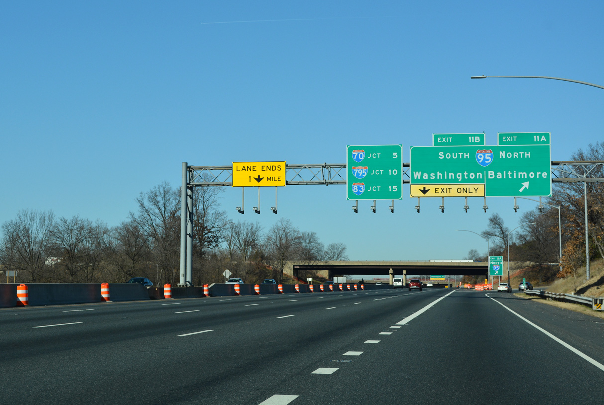 I-695 (Baltimore Beltway) at I-95 north to Baltimore, Maryland.