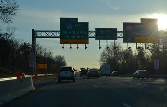 I-95 south at I-695 west and north to Towson, Maryland.