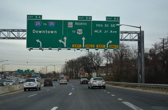 I-295 north at I-695 west / D.C. Route 295 in Washington.