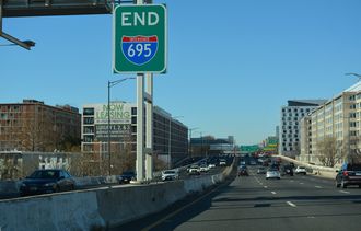 The West end of Interstate 695 in Washington, DC