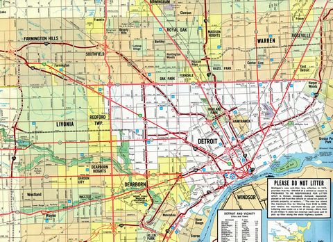 Detroit – 1976/77 Michigan Official Highway Map