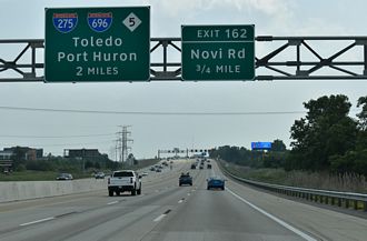 I-96 East two miles from I-275/696 and M-5 in Novi, Michigan