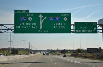 I-96 2.25 miles ahead of I-275/696 in Novi, Michigan