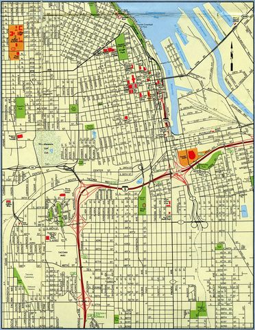 Tacoma inset on the 1987 Washington Official Highway Map