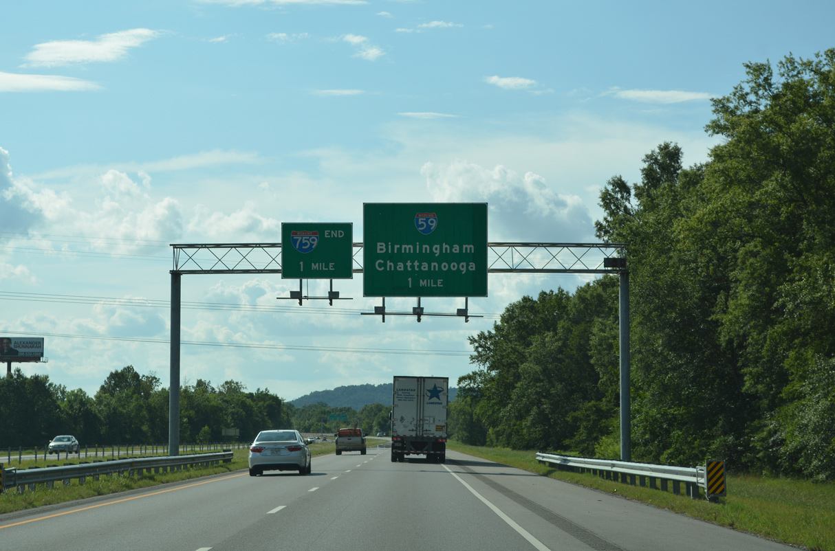 I-759 west at I-59 - Gadsden, AL
