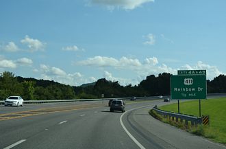 I-759 west at US 411 - Gadsden, AL