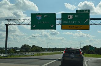 I-759 west at US 411 - Gadsden, AL