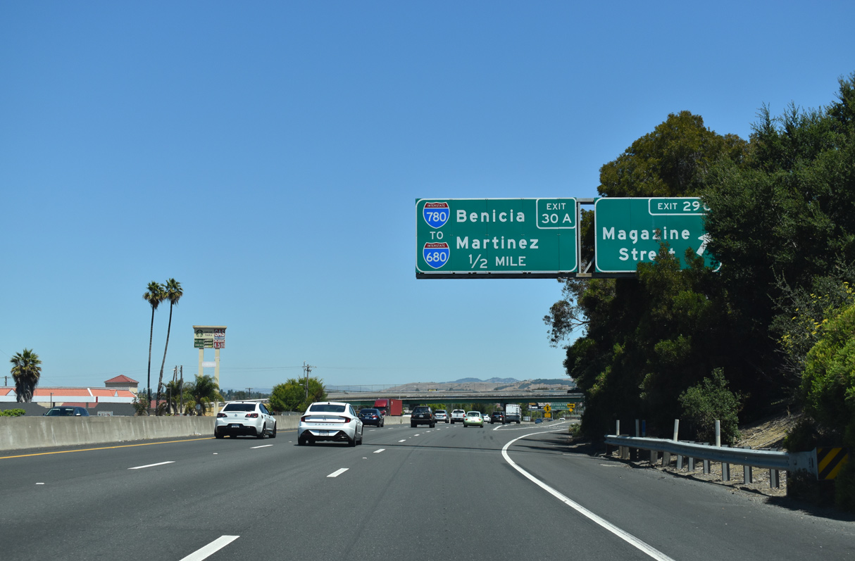 I-80 east at Magazine St, a half mile ahead of I-780