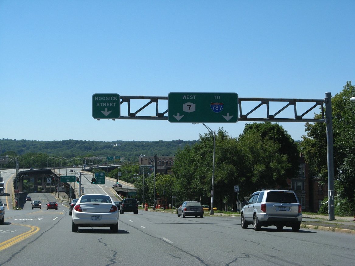 NY 7 west at I-787 - Troy