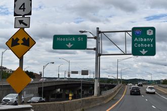 NY 7 west at I-787 - Troy