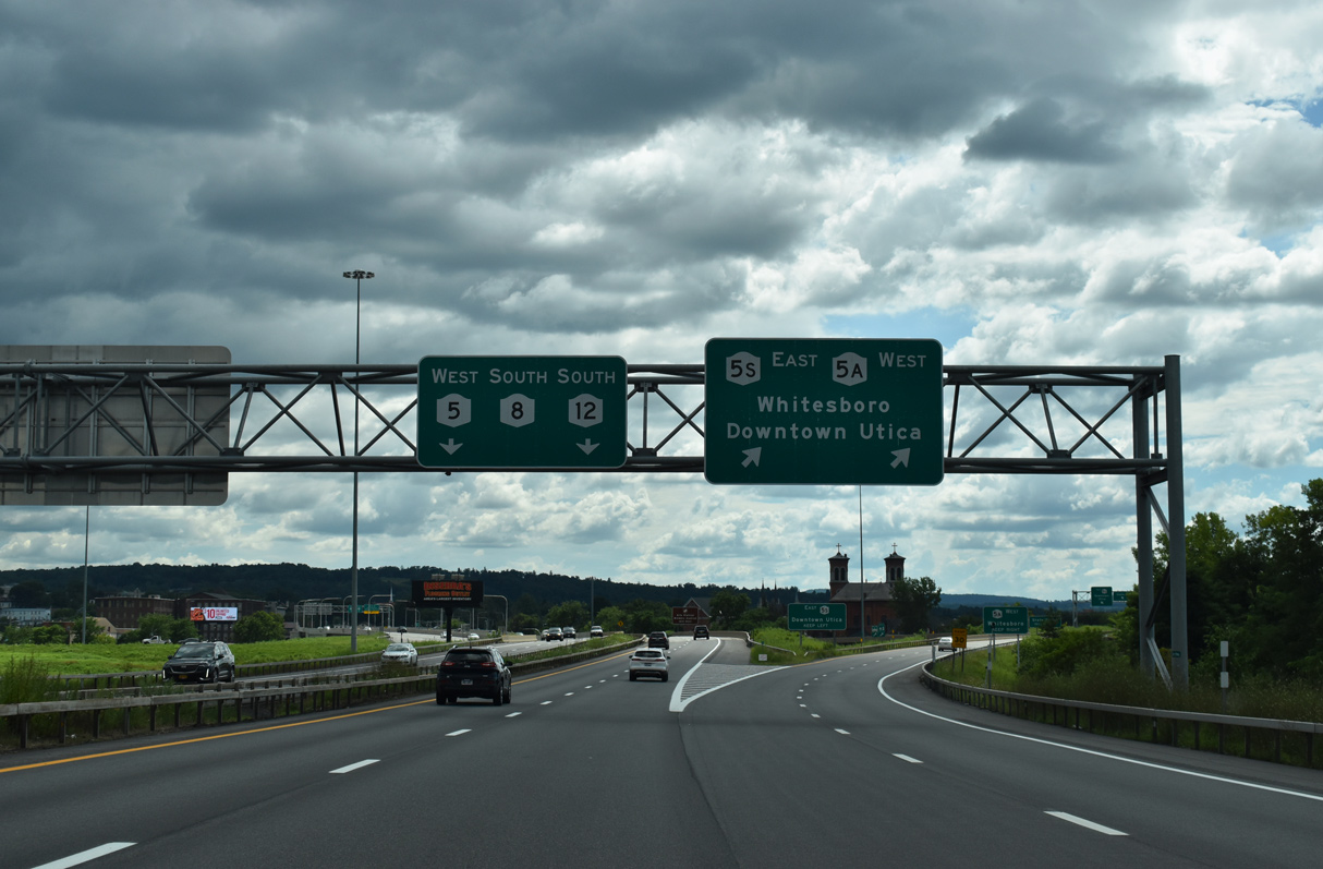 I-790/NY 5-8-12 west at NY 5A/5S - Utica