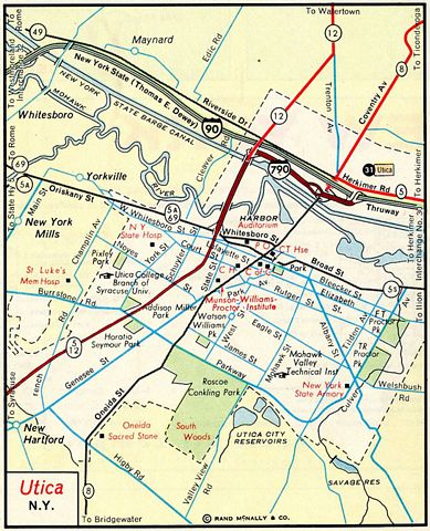 1965 map of Utica, New York