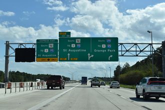 I-295 south at SR 9B toward St. Augustine, Florida.