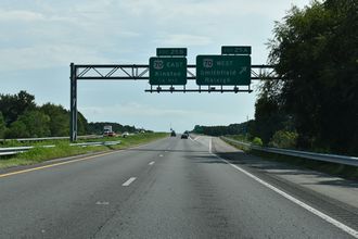 Exit 25 A departs I-795 south for US 70 west toward Princeton, NC