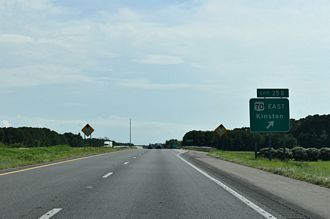 Exit 25 B leaves I-795 south for US 70 east into Goldsboro, NC