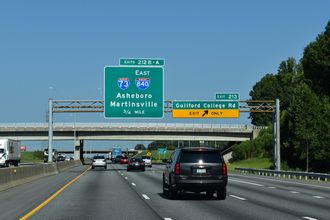 I-40 west at Guilford College Rd (SR 1546), 0.75 miles from I-73/840 in Greensboro, NC.