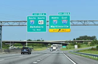 I-40 West at I-73 and Interstate 840 in Greensboro, North Carolina