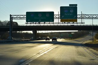 Exit 178 leaves I-85/US 15 south for Interstate 885.