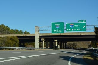 NC 885 (TriEx) north at I-40 west and I-885 north in RTP