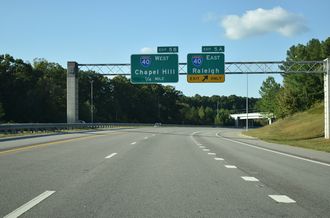 NC 885 (TriEx) north at I-40 east in Research Triangle Park (RTP)