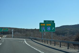 NY 890 east at I-90/NYS Thruway in Rotterdam.