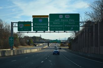 SR 150 south at I-95/SR 895 - Bensley, VA