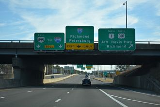 SR 150 south at I-95/SR 895 - Bensley, VA