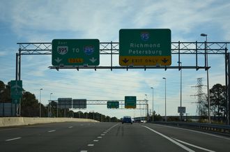 SR 150 south at I-95/SR 895 - Bensley, VA